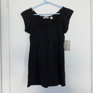 NWT Derek Heart boho babydoll short sleeve cap sleeve tunic black size M